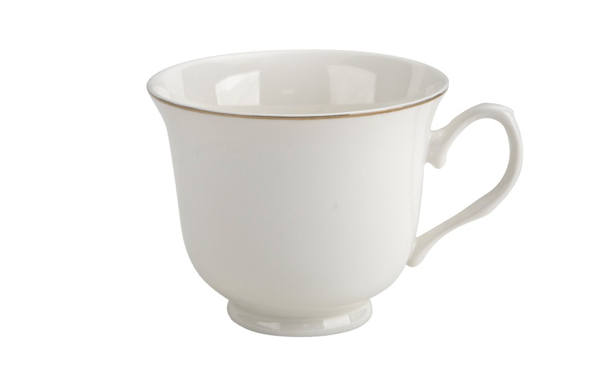 Komplet filiżanek 6x250 ml Veroni Nina ecru złoto | Elegancki prezent ślubny i na Dzień Matki