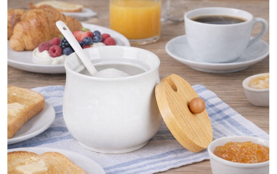 Cukiernica ceramiczna Vilde z bambusową pokrywką