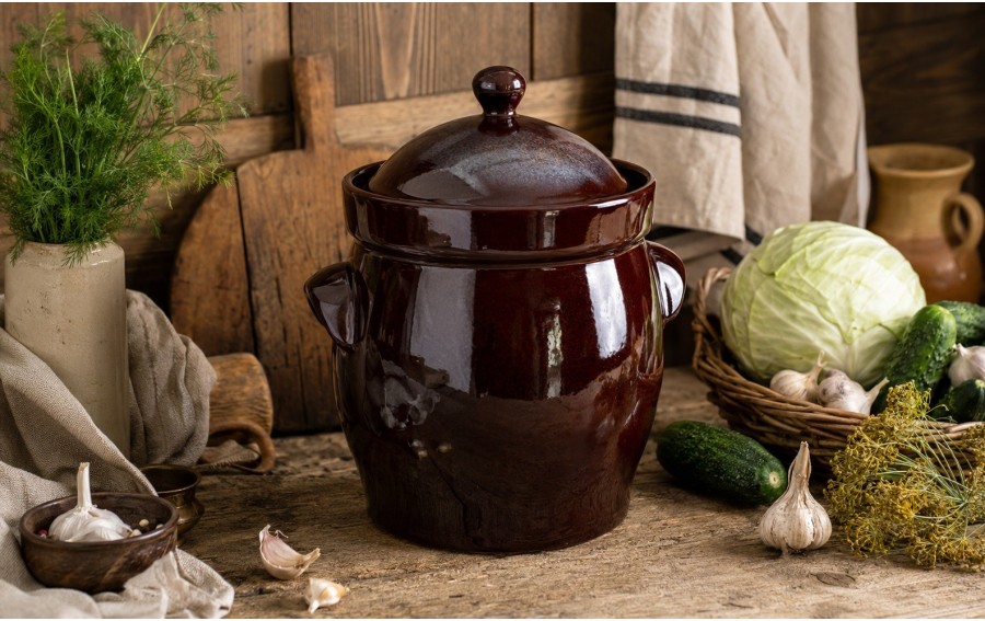 Garnek ceramiczny do kiszenia 10 L GU-1907SP brązowy