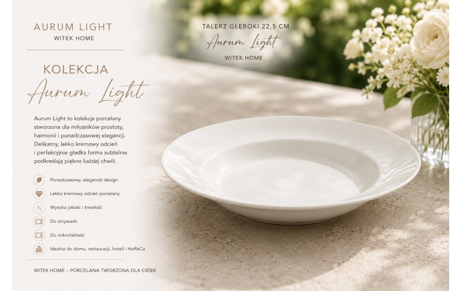 Talerz głęboki 22,5 cm Aurum Light Witek Home