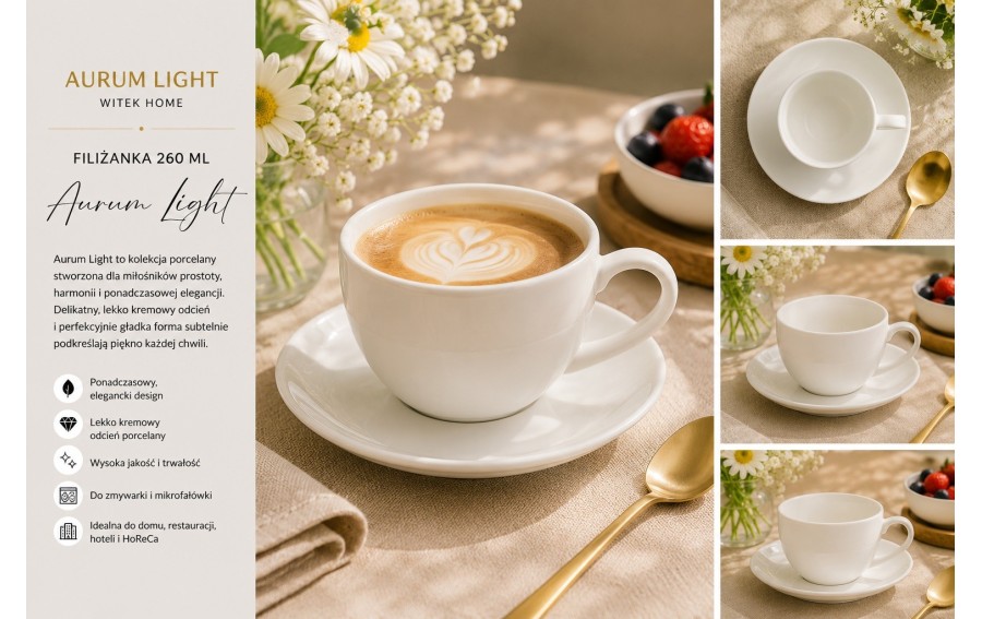 Filiżanka porcelanowa 260 ml Aurum Light Witek Home