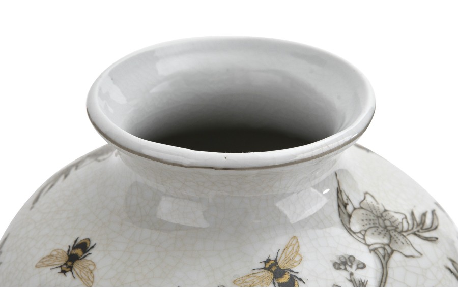 Wazon porcelanowy 30 cm z motywem kwiatów i pszczół