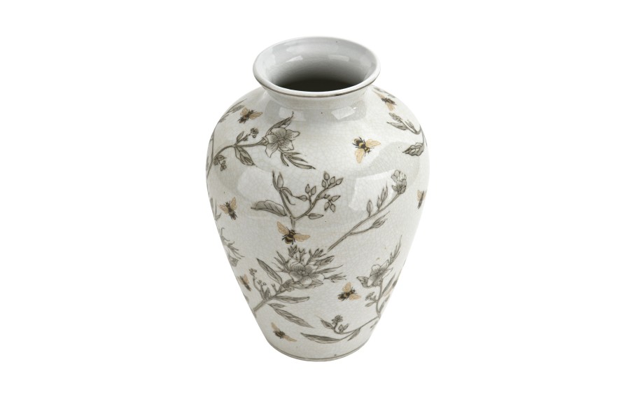 Wazon porcelanowy 30 cm z motywem kwiatów i pszczół