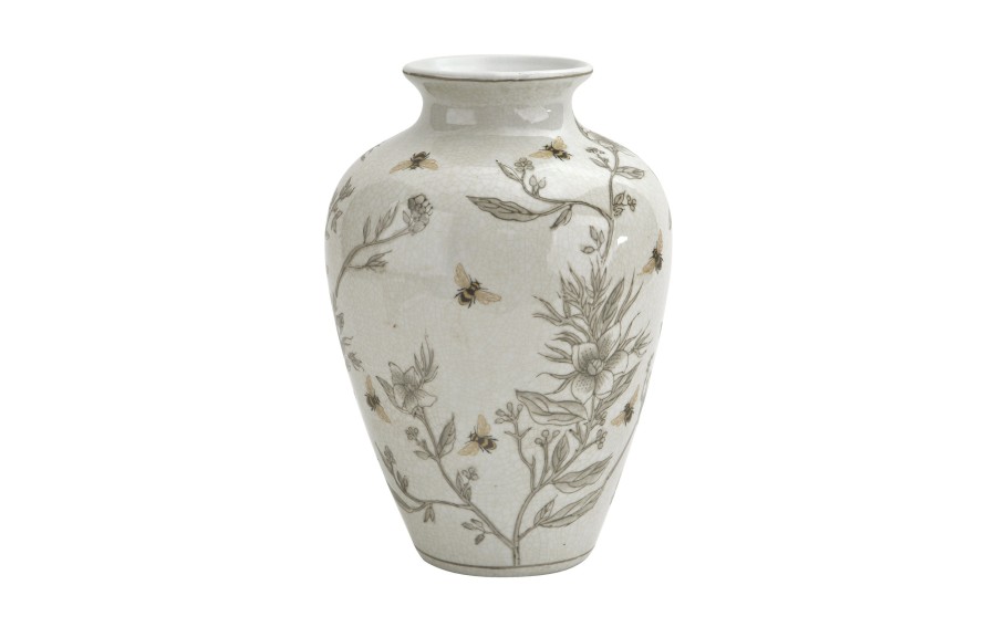 Wazon porcelanowy 30 cm z motywem kwiatów i pszczół
