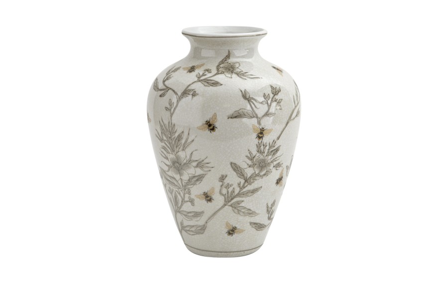 Wazon porcelanowy 30 cm z motywem kwiatów i pszczół