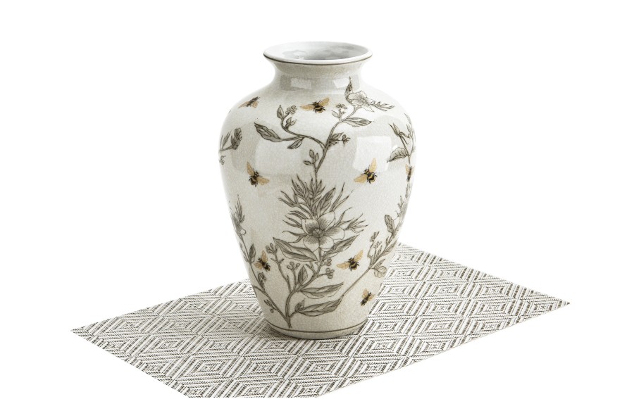 Wazon porcelanowy 30 cm z motywem kwiatów i pszczół
