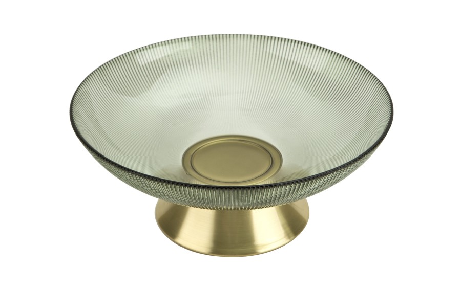 Patera dekoracyjna szklana zielono-złota 26 cm Art-Pol glamour