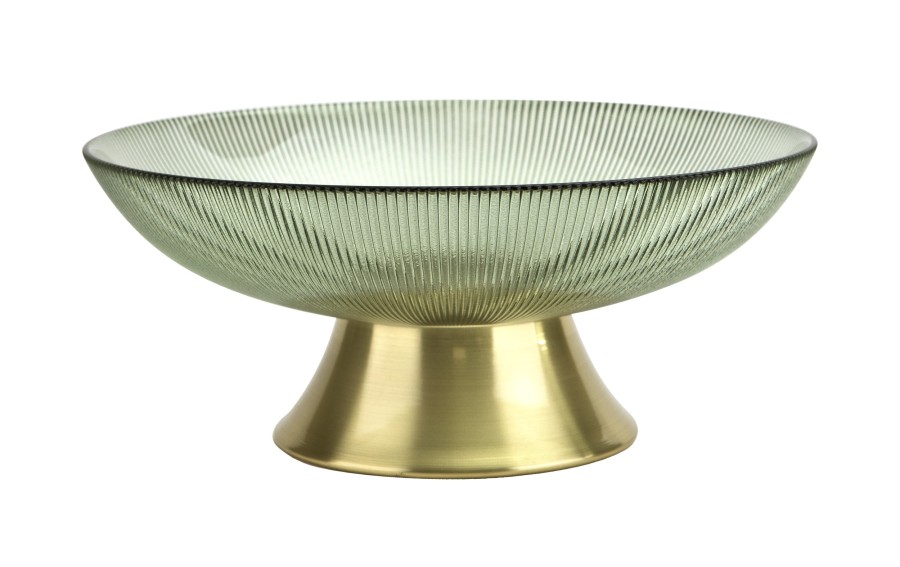 Patera dekoracyjna szklana zielono-złota 26 cm Art-Pol glamour