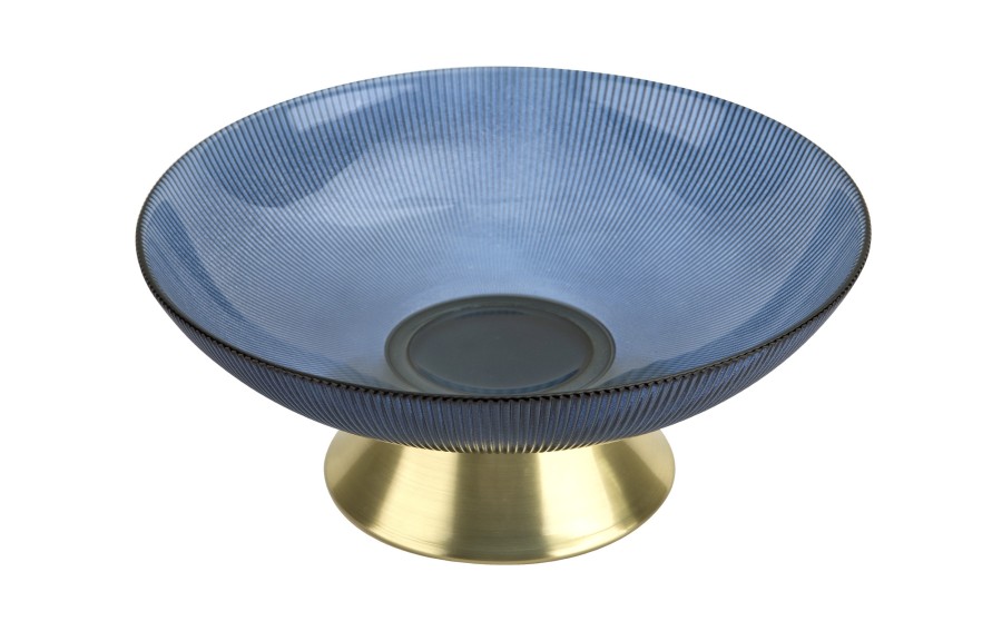 Patera dekoracyjna szklana niebiesko-złota 26 cm Art-Pol glamour