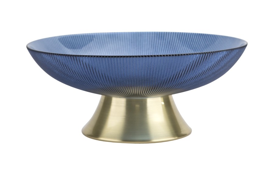 Patera dekoracyjna szklana niebiesko-złota 26 cm Art-Pol glamour