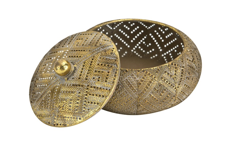 Pojemnik metalowy złoty z pokrywką 15,5 cm Art-Pol