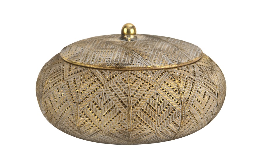 Pojemnik metalowy złoty z pokrywką 23 cm Art-Pol
