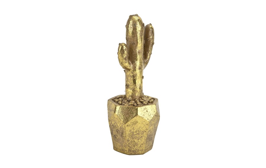 Złoty kaktus dekoracyjny 19 cm Dekor-Pap AZ0348