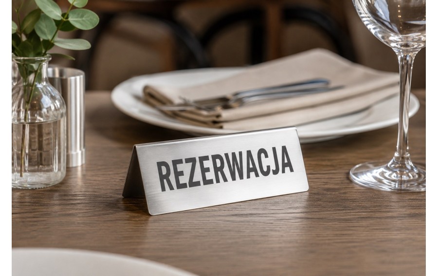 Tabliczka Rezerwacja ze stali nierdzewnej | HORECA | Tom-Gast