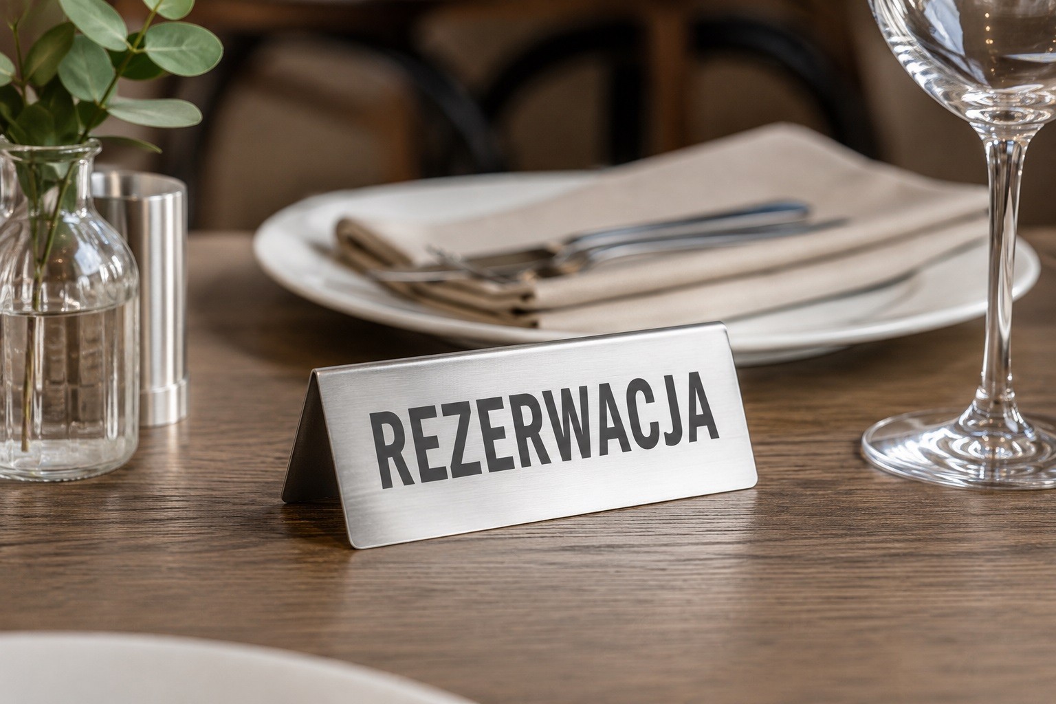 Tabliczka REZERWACJA 12 cm stal nierdzewna