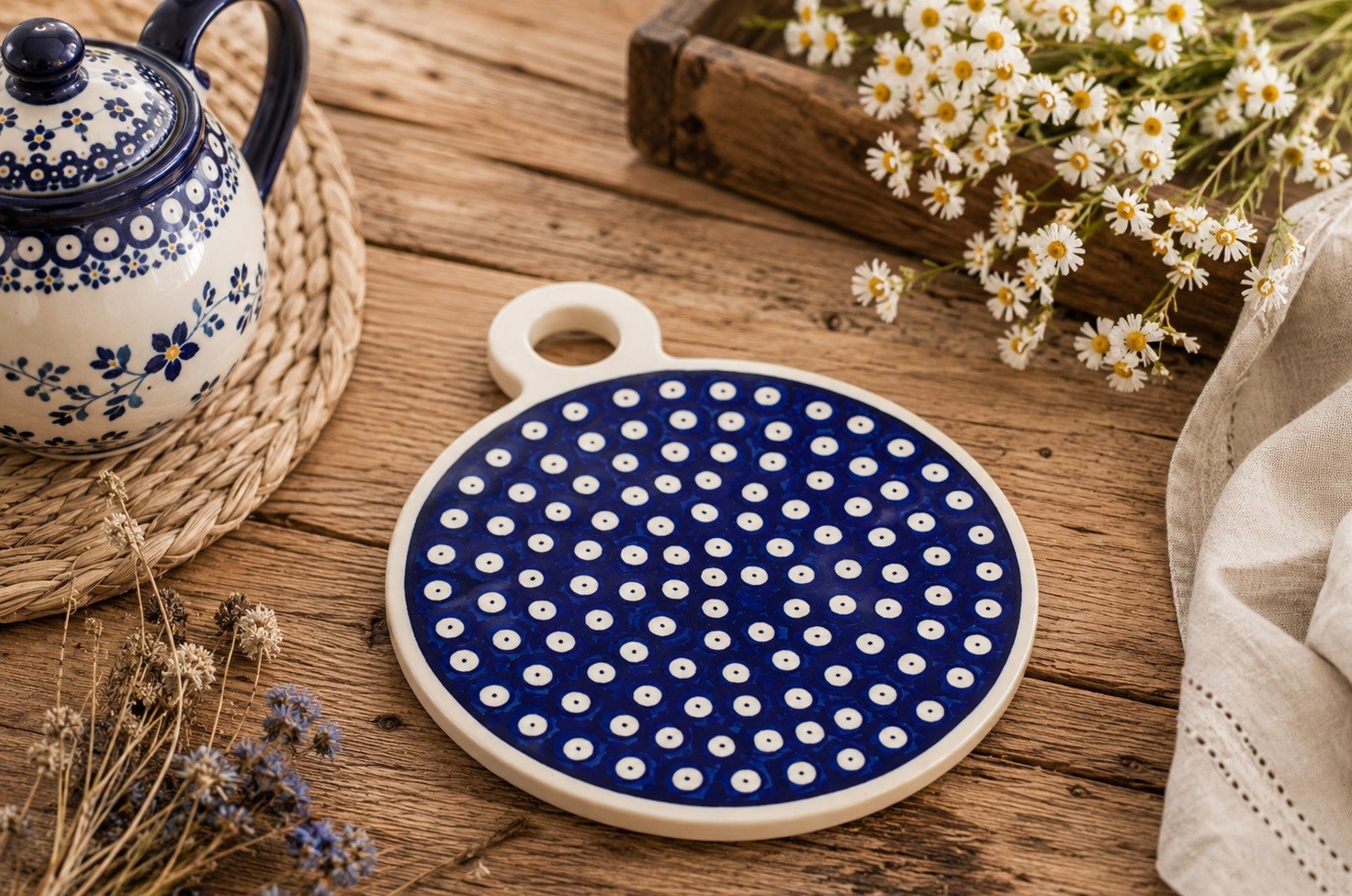 Podstawka ceramiczna 19 cm Bolesławiec Dekor 42