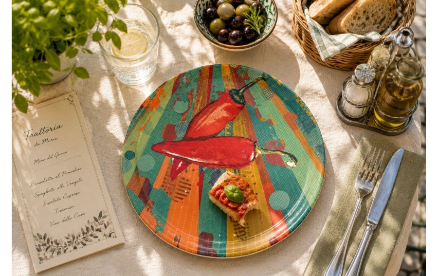 Talerz do pizzy 31 cm Pizzapop Papryka Saturnia