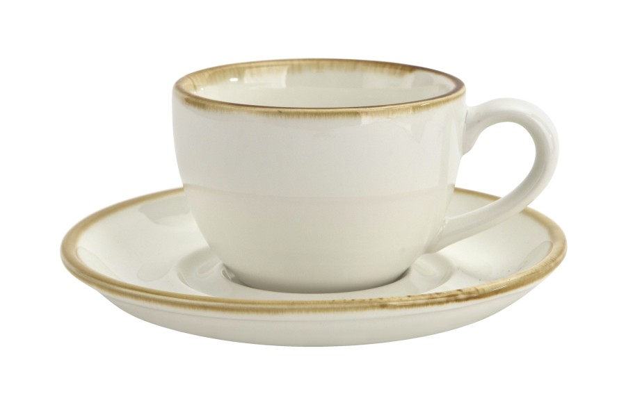 Filiżanka porcelanowa 220 ml ze spodkiem Aurum Beige – Witek Home