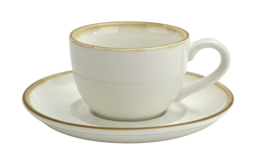 Filiżanka porcelanowa 300 ml ze spodkiem Aurum Beige – Witek Home