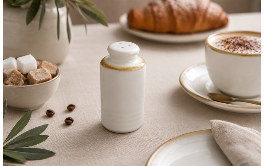 Pieprzniczka porcelanowa Aurum Beige 8,5 cm Witek Home