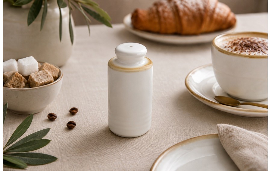 Solniczka porcelanowa Aurum Beige 8,5 cm Witek Home