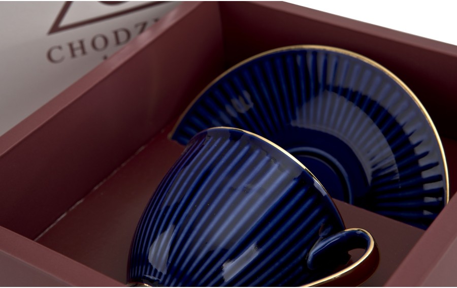 Filiżanka ze spodkiem Chodzież 250 ml granatowa
