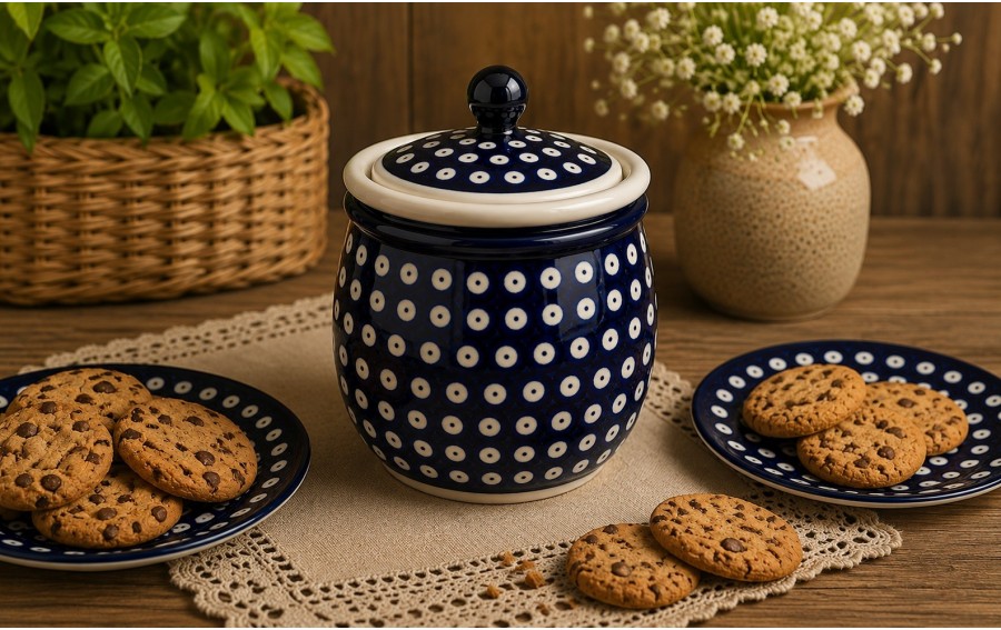 Pojemnik ceramiczny 1 L z pokrywką Bolesławiec Dekor 42