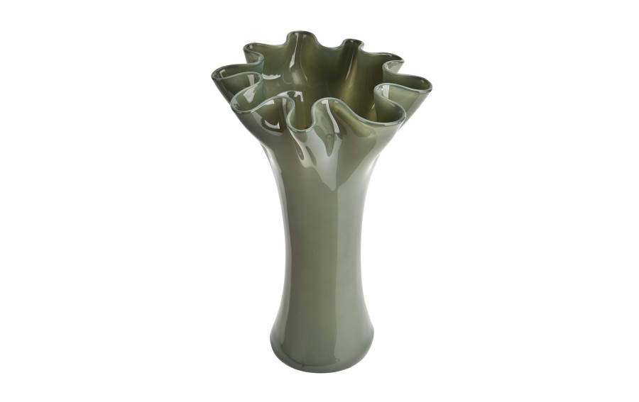 Wazon szklany San Miguel 6089/DG77 oliwkowy 30 cm