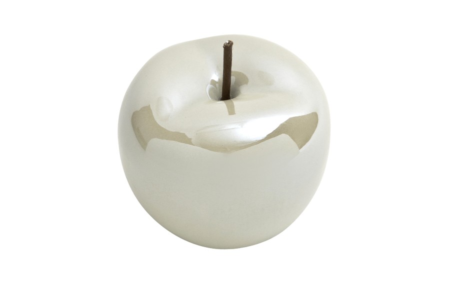 Jabłko ceramiczne 13 cm beżowe z perłowym połyskiem | Ozdoba dekoracyjna Ewax