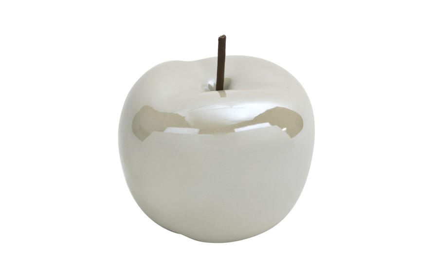 Jabłko ceramiczne 13 cm beżowe z perłowym połyskiem | Ozdoba dekoracyjna Ewax
