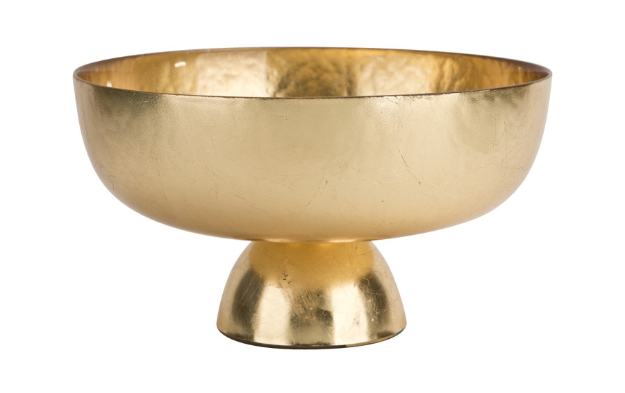 Patera dekoracyjna szklana złota na nodze 27 cm Art-Pol 184478 | Elegancka misa glamour