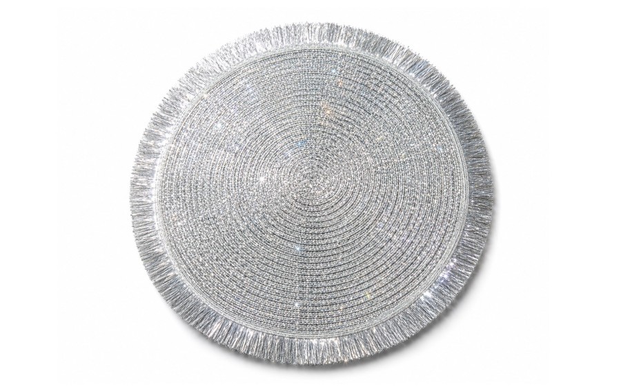 Podkładka stołowa 35 cm mata srebrna z tkaniny