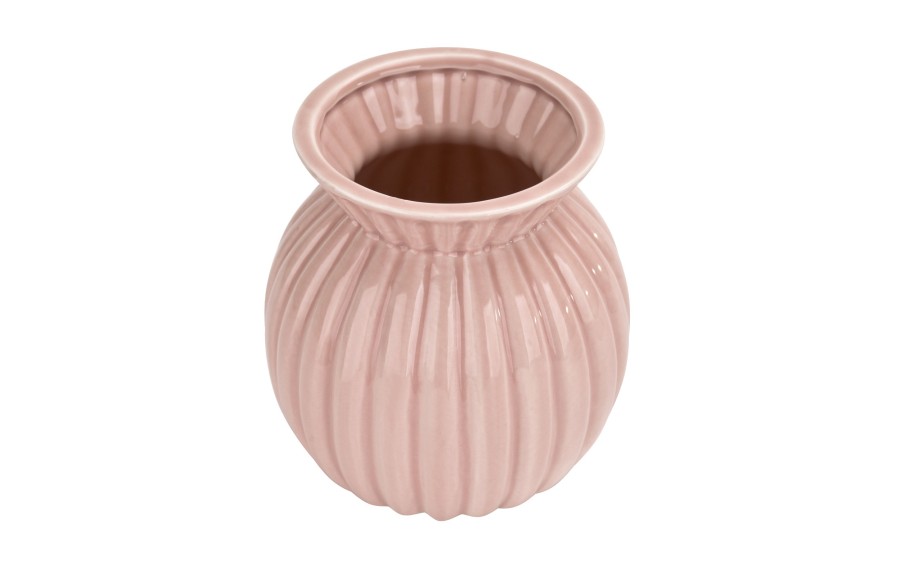 Wazon ceramiczny prążkowany różowy 19 cm Ewax 94953