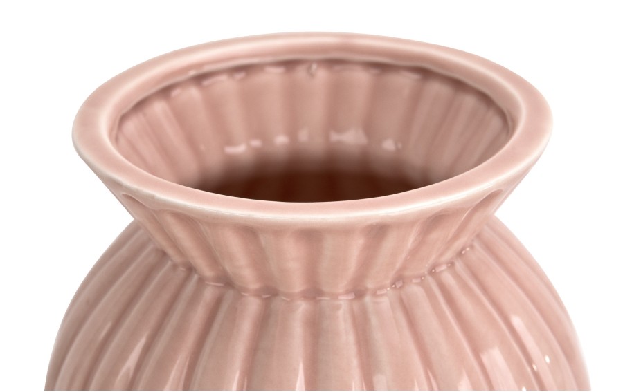 Wazon ceramiczny prążkowany różowy 19 cm Ewax 94953