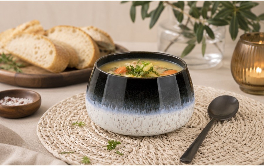 LUNA LINE miska deserowa 16 cm 800  ml ceramiczna grafitowa