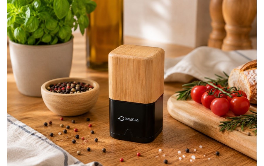 Młynek do soli i pieprzu NOODY biały 11 cm | Drewniany z ceramicznymi żarnami
