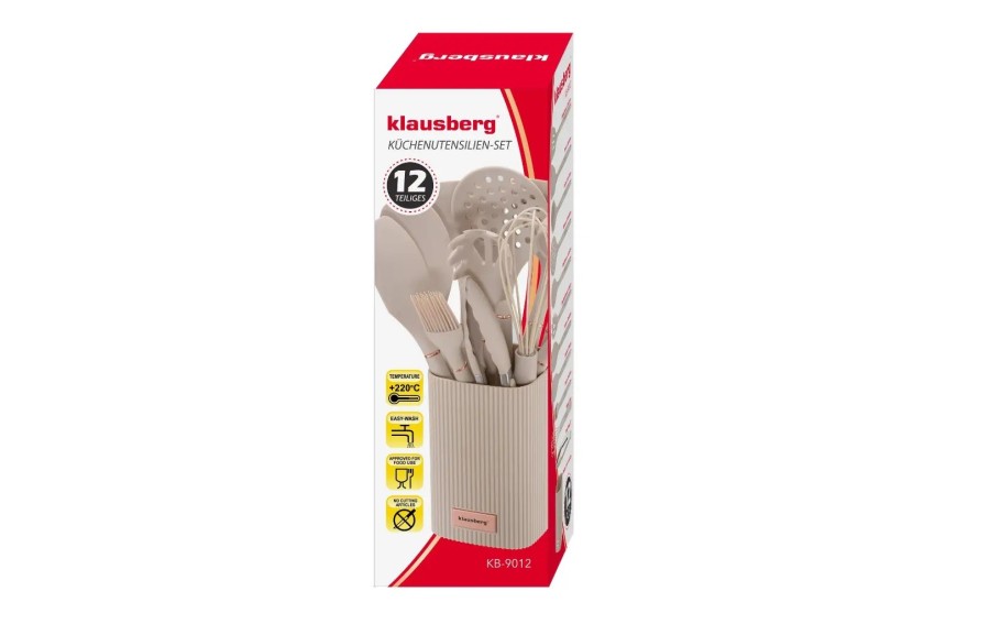 Zestaw przyborów kuchennych 12 el. beżowy silikonowy, Klausberg KB-9012