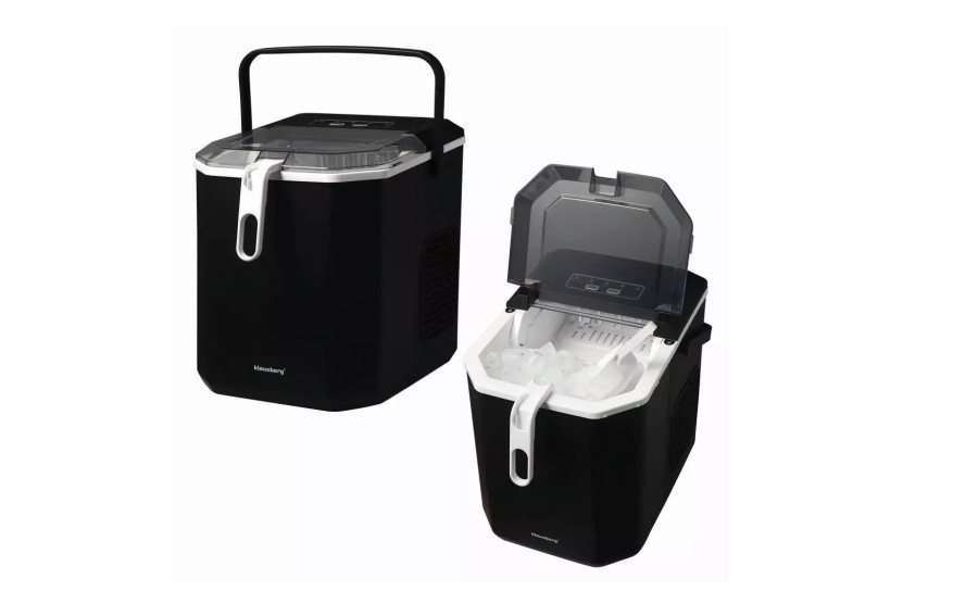 Automatyczna kostkarka do lodu Klausberg KB-7883 o mocy 100 W. Produkuje do 12 kg lodu na dobę, 9 kostek w 7–12 minut, posiada z