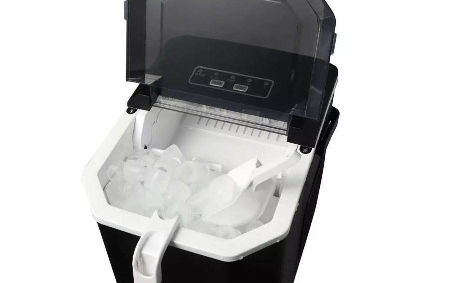 Automatyczna kostkarka do lodu Klausberg KB-7883 o mocy 100 W. Produkuje do 12 kg lodu na dobę, 9 kostek w 7–12 minut, posiada z