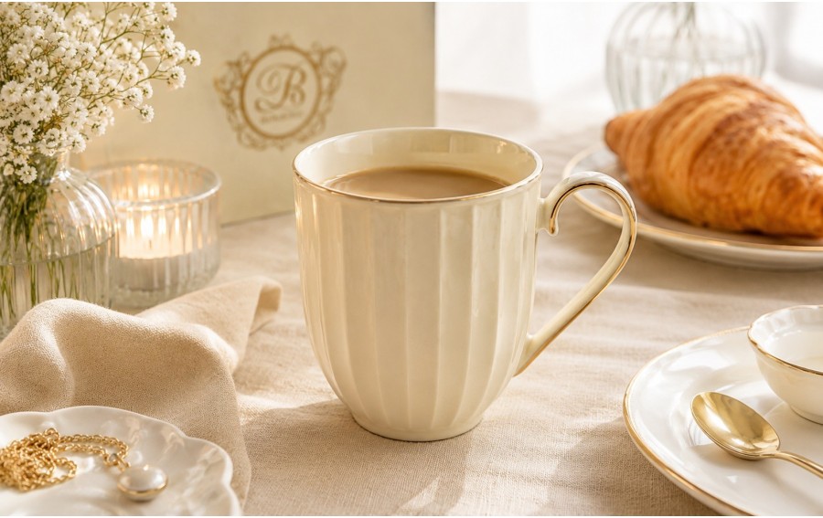Kubek porcelanowy NINA ECRU Exclusive New Bone China