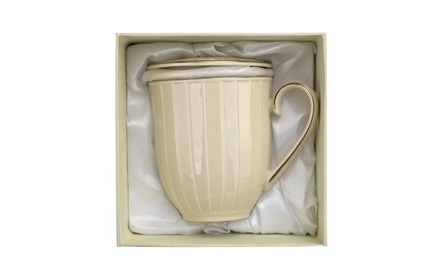 Kubek porcelanowy  z zaparzaczem NINA ECRU Exclusive New Bone China