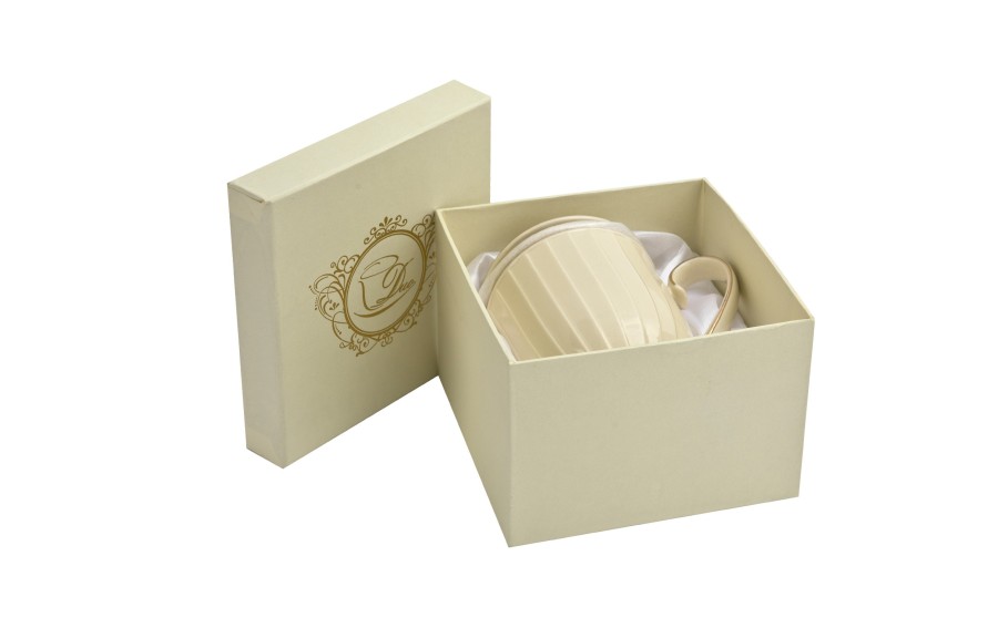 Kubek porcelanowy  z zaparzaczem NINA ECRU Exclusive New Bone China