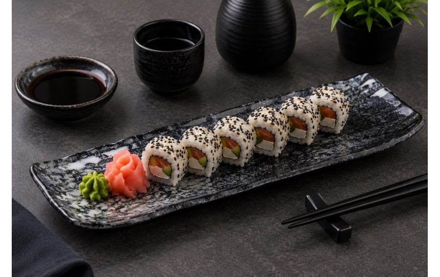 Taca do sushi UMI 85562 czarna melamina 35 × 10 cm