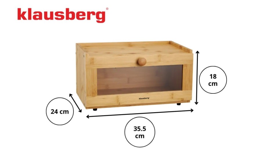 Chlebak bambusowy KLAUSBERG KB-7923 z akrylowym frontem