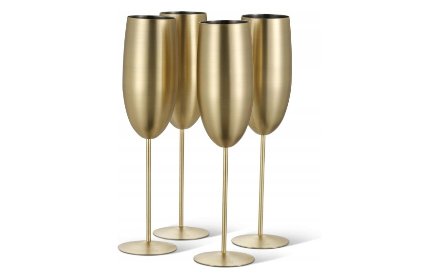Zestaw 4 złotych kieliszków do szampana 280 ml