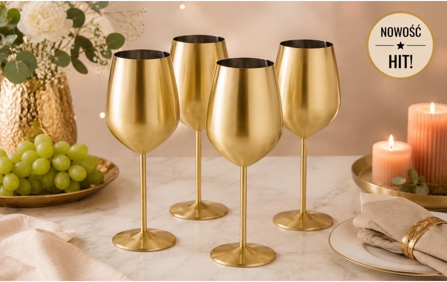 Zestaw 4 złotych kieliszków do wina 500 ml Redfit