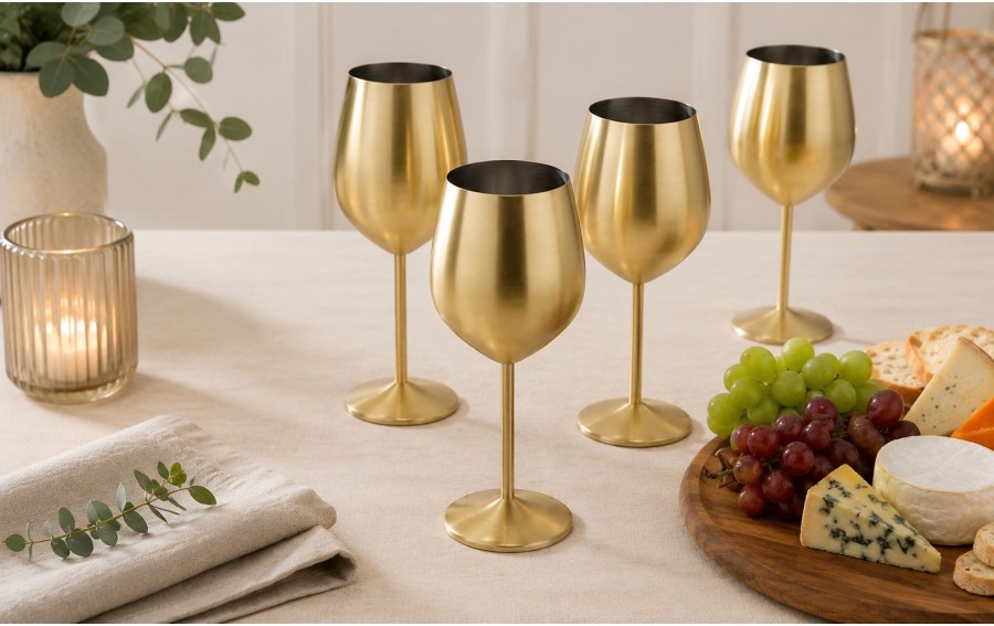 Zestaw 4 złotych kieliszków do wina 500 ml Redfit
