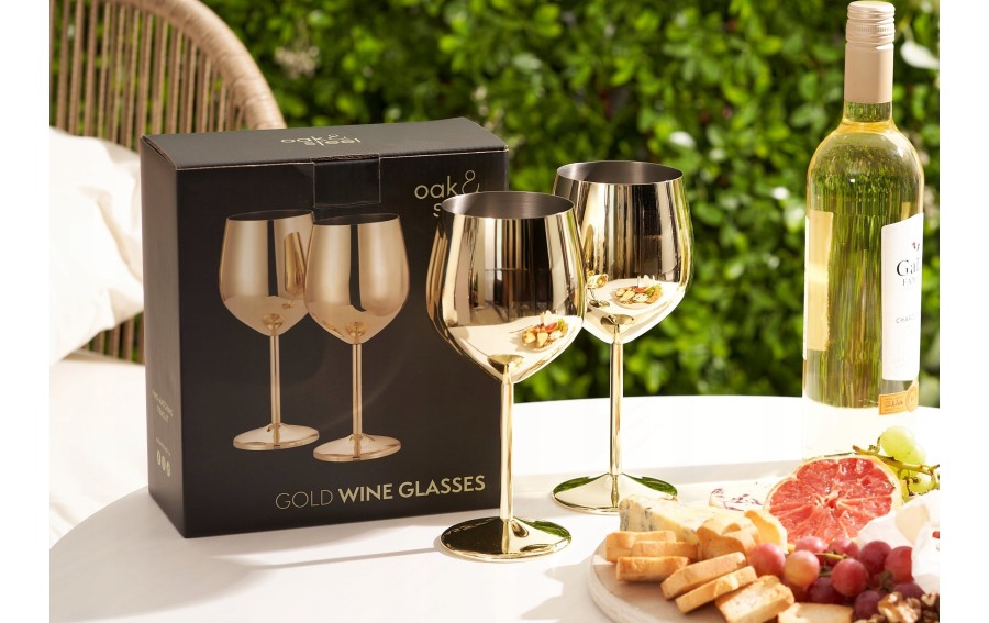 Zestaw 2 złotych kieliszków do wina 500 ml Redfit