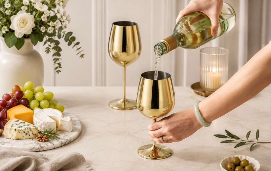 Zestaw 2 złotych kieliszków do wina 500 ml Redfit