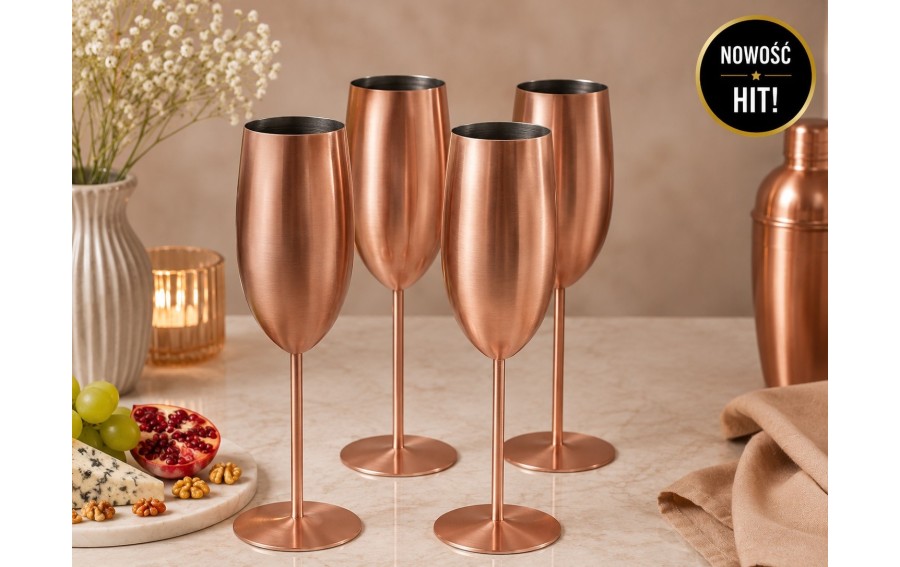 Zestaw 4 kieliszków do szampana 280 ml rose gold